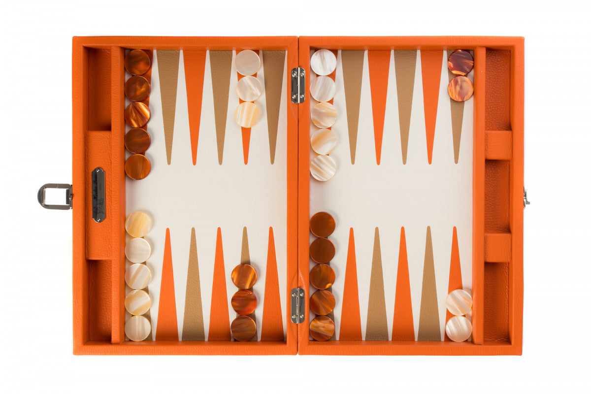 Backgammon De Voyage En Cuir - Jeu Complet Avec Pièces, Dés, Sac De Rangement, Idéal Pour Camping Et Voyages