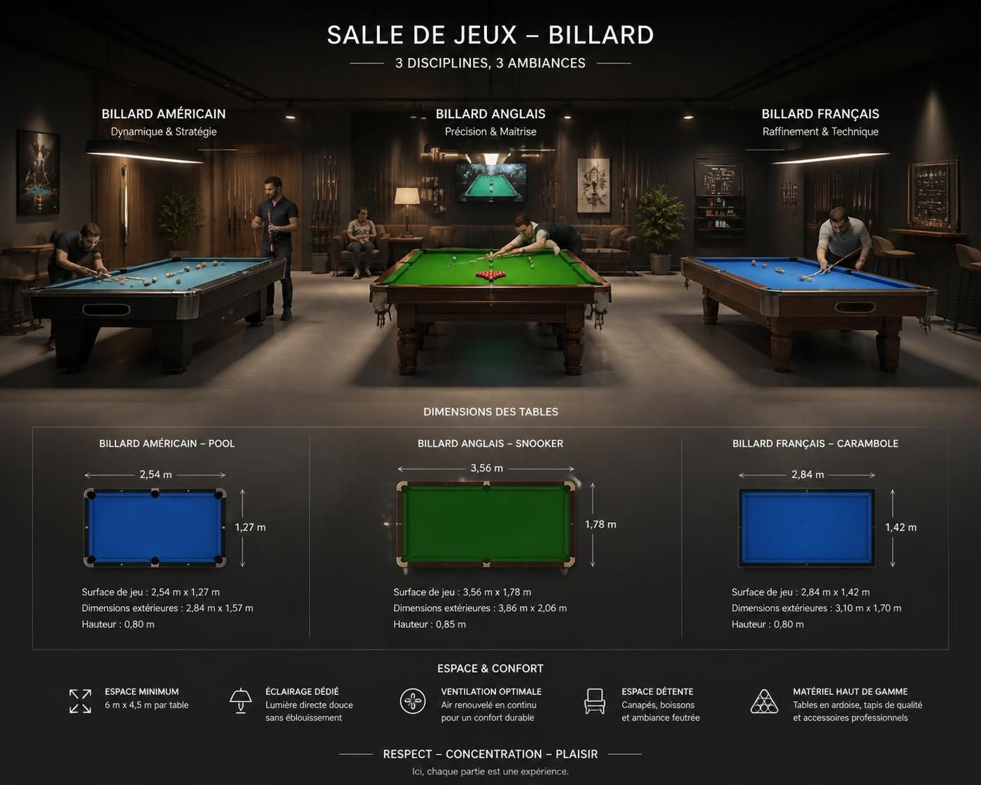 découvrez les dimensions idéales pour choisir la table de billard parfaite adaptée à votre espace et à votre style de jeu.